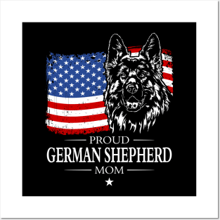 German Shepherd Mom American Flag patriotic dog Posters and Art